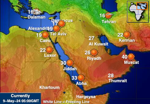 إسرائيل خريطة درجة حرارة الطقس 