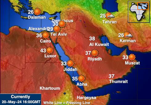 Israël Weer temperatuur kaart 