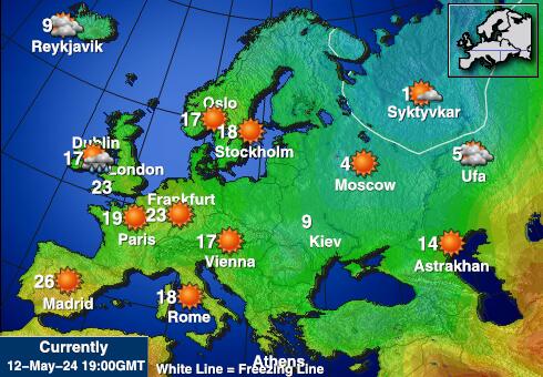 Itálie Mapa počasí teplota 