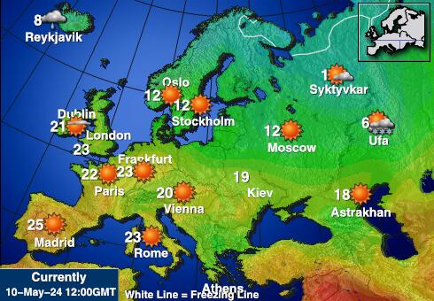 Olaszország Időjárás hőmérséklet térképen 