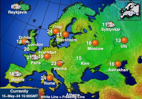 Italija Vremenska prognoza, Temperatura, karta 