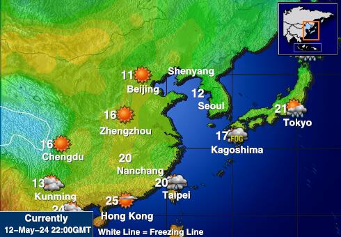 Japan Vejret temperatur kort 