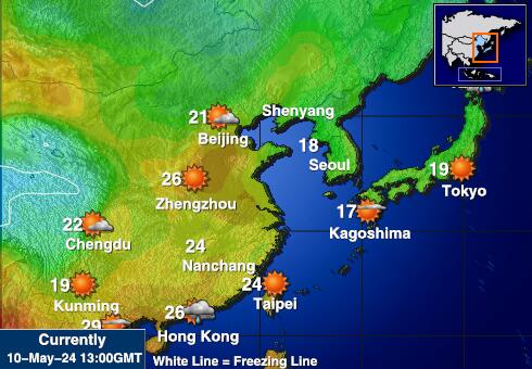 Японія Карта температури погоди 
