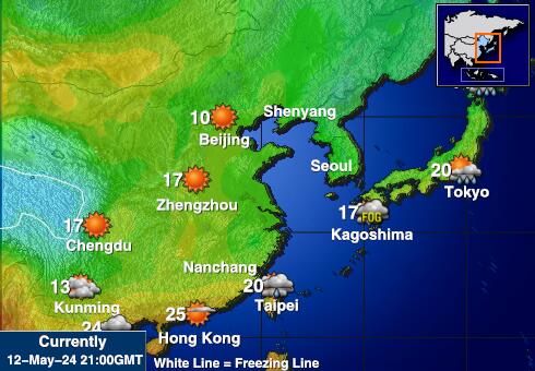 Japón Mapa de temperatura Tiempo 