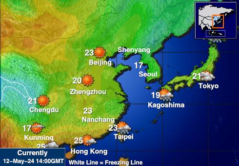 Japán Időjárás hőmérséklet térképen 