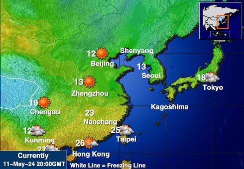 Japani Sää lämpötila kartta 