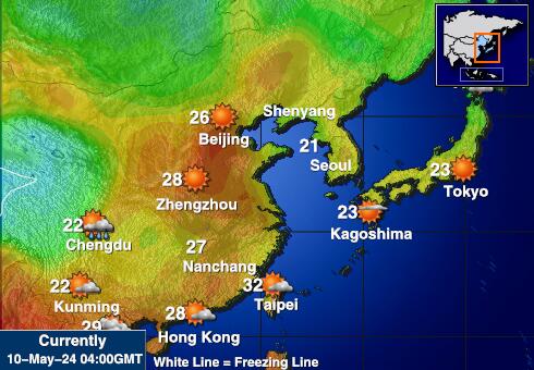 Япония Температурна карта за времето 
