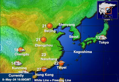 Jepang Peta Suhu Cuaca 