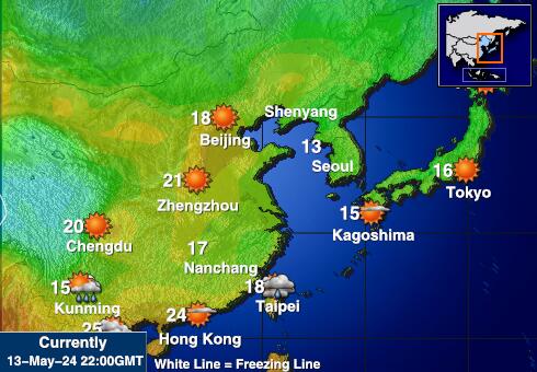 Јапан Временска прогноза, Температура, Карта 