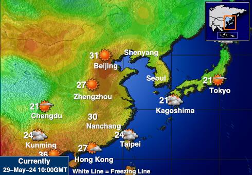 Japón Mapa de temperatura Tiempo 