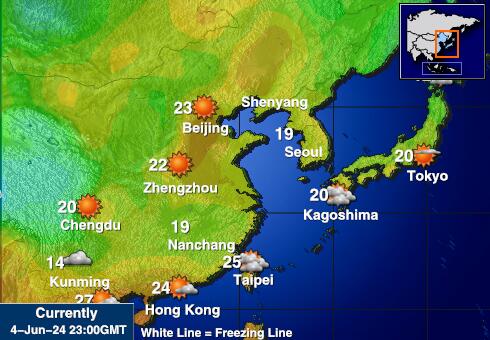 Japan Vremenska prognoza, Temperatura, karta 
