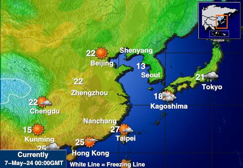 اليابان خريطة درجة حرارة الطقس 