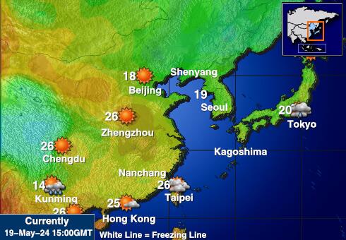 Japonia Harta temperaturii vremii 