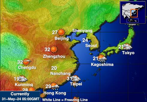 Япония Карта погоды Температура 