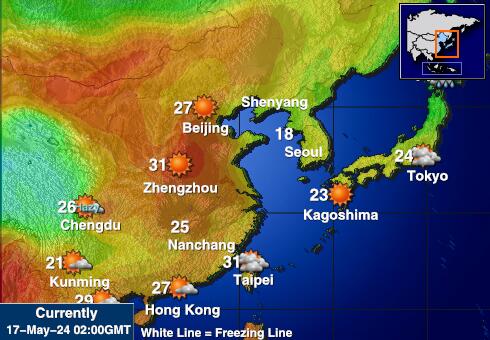 Japonia Temperatura Mapa pogody 