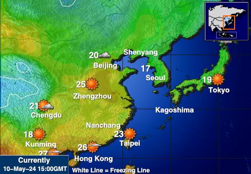 Япония Температурна карта за времето 