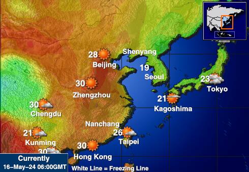 Japán Időjárás hőmérséklet térképen 