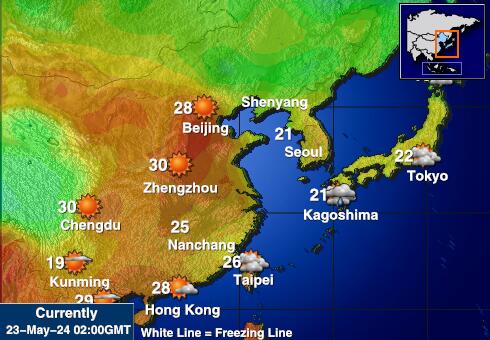 Ιαπωνία Θερμοκρασία Καιρός χάρτη 