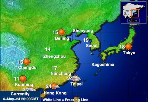 Япония Карта погоды Температура 
