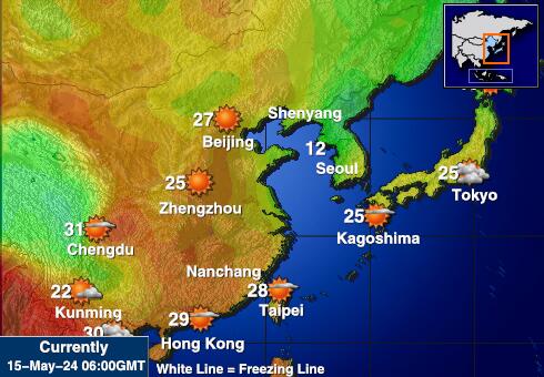 Japan Vremenska prognoza, Temperatura, karta 