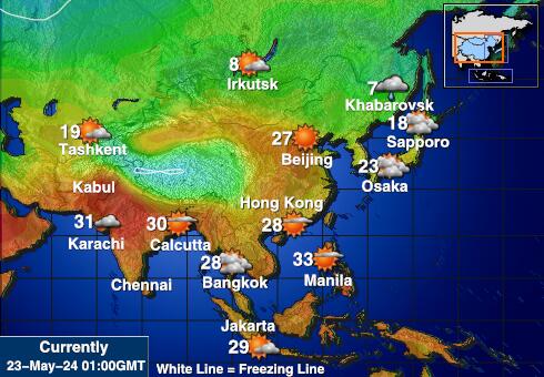 Остров Ярвис Температурна карта за времето 
