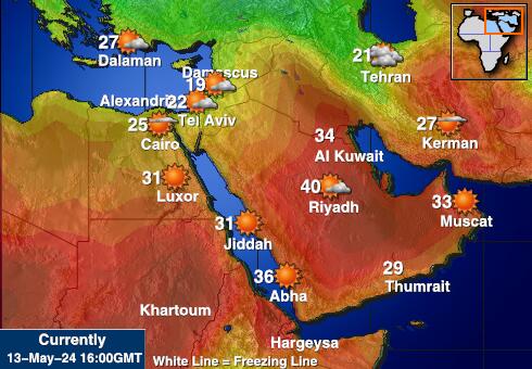 Йорданія Карта температури погоди 