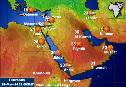 Jordánia Időjárás hőmérséklet térképen 