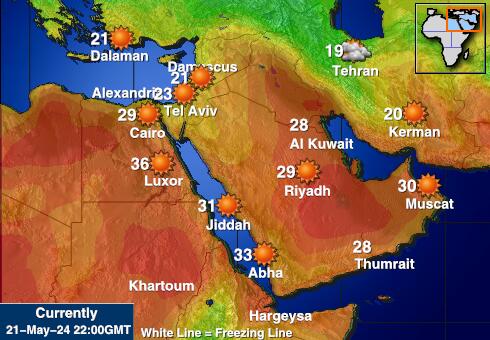 Jordán Mapa počasí teplota 