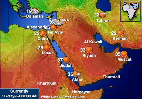 Jordaania Ilm temperatuur kaart 