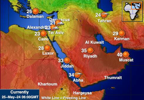 Jordan Bản đồ nhiệt độ thời tiết 
