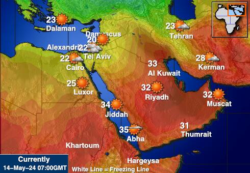 Jordánia Időjárás hőmérséklet térképen 
