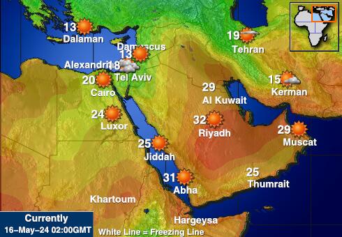 Jordania Sää lämpötila kartta 