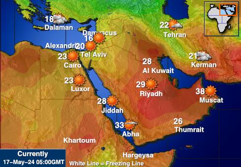 Iordania Harta temperaturii vremii 