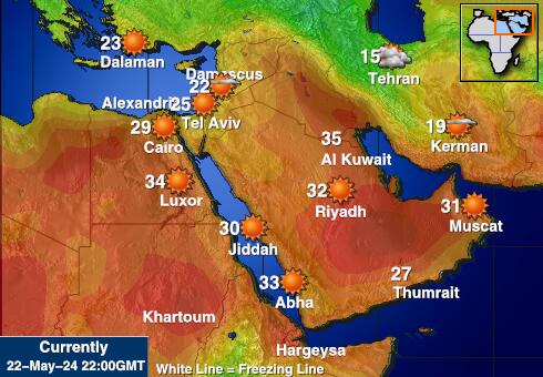 ヨルダン 天気温度マップ 