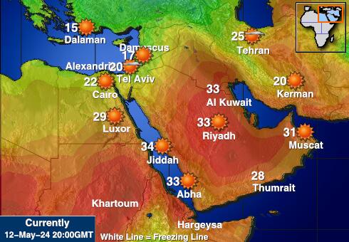 Jordan Bản đồ nhiệt độ thời tiết 
