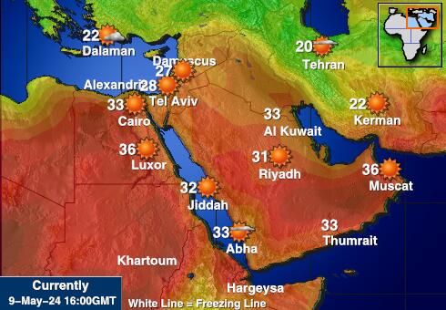 Jordán Mapa počasí teplota 