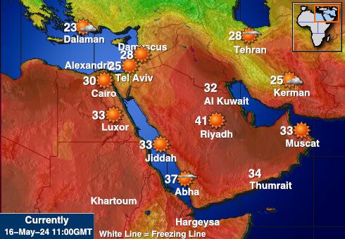 Jordan Vreme Temperatura Zemljevid 