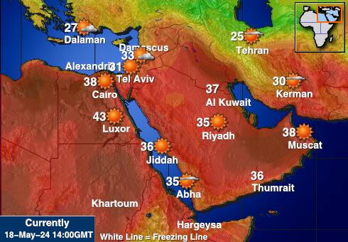 Jordania Temperatura Mapa pogody 