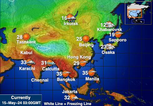 Kazakhstan Mapa temperatura Tempo 