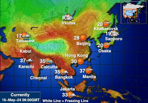 Kazahsztán Időjárás hőmérséklet térképen 