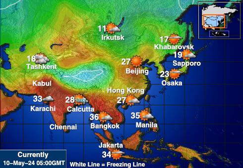 Kazajstán Mapa de temperatura Tiempo 