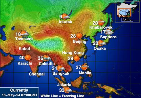 Kazahstan Vremenska prognoza, Temperatura, karta 