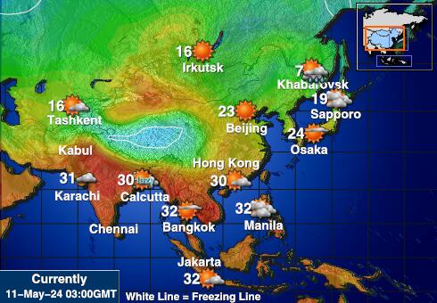 قازقستان موسم درجہ حرارت کا نقشہ 