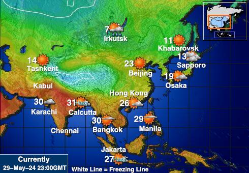 كازاخستان خريطة درجة حرارة الطقس 