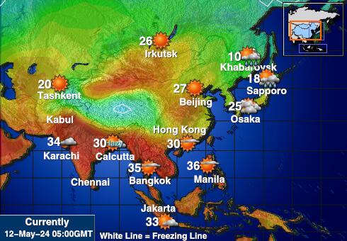 Καζακστάν Θερμοκρασία Καιρός χάρτη 