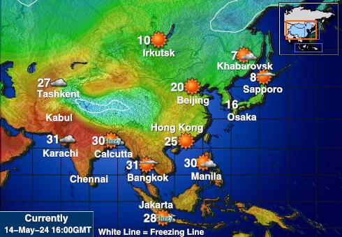 Kazakhstan Bản đồ nhiệt độ thời tiết 