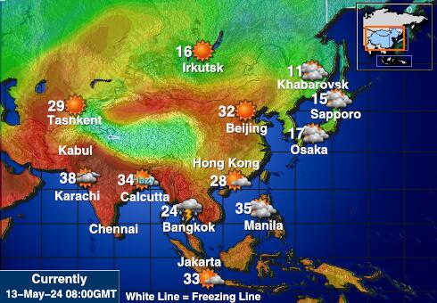Kazachstan Mapa teplôt počasia 