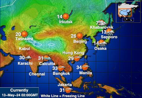 Kazakhstan Mapa temperatura Tempo 