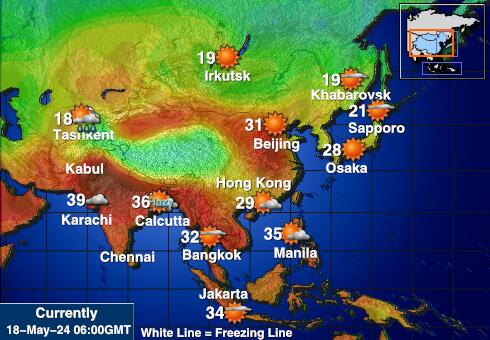 Kazahstan Vremenska prognoza, Temperatura, karta 