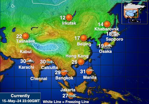 Kasahstan Ilm temperatuur kaart 